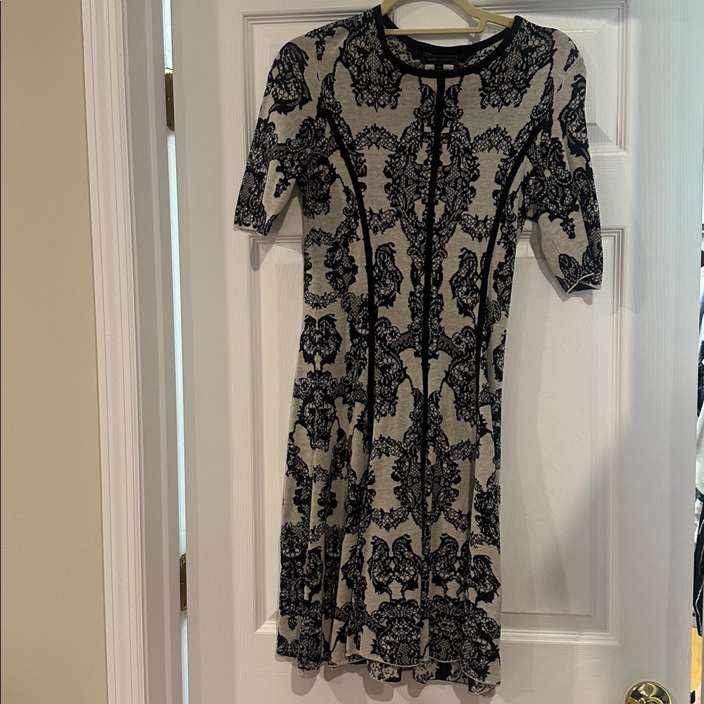BCBGMaxAzria Black and White Patterned Dress
